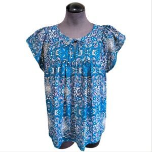 EC GAP TEAL BOHO FLOWY BLOUSE SZ. M